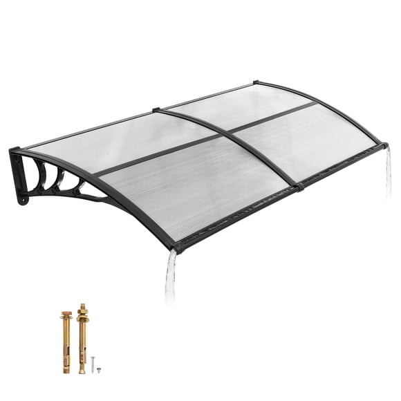VEVOR Auvents pour Entrée de Porte, 38 x 78 Po, Auvents de Fenêtre de Porte d'Entrée Extérieure avec Drainage et Support en ABS, Protection contre la Pluie, la Neige et le Soleil, Auvent de Porte en Polycarbonate en Porte-à-Faux pour Véranda et Patio, Transparent