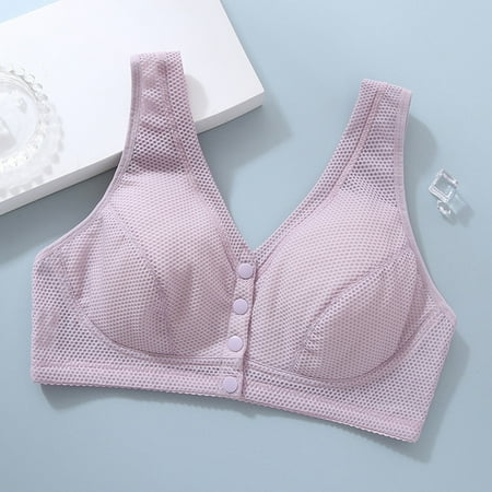 Pavied Minimizer Bras Feelingirl Bra Wireless Bras Women s Summer Thin No Wire Gathered Large Size Front Buttoned Vest Bra Soft And Skin Friendly Comfortable Seamless Bras Womens Bras Purple 44