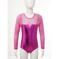 thumbnail image 3 of Sxiwei Kids Girls Long Sleeve Metallic Ballet Dance Leotard Bodysuit Gymnastic Skating Jumpsuit Rose 4, 3 of 7