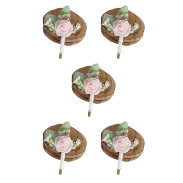 Boutonniere de boda Sonducket hecho a mano con apariencia realista rubor rosa