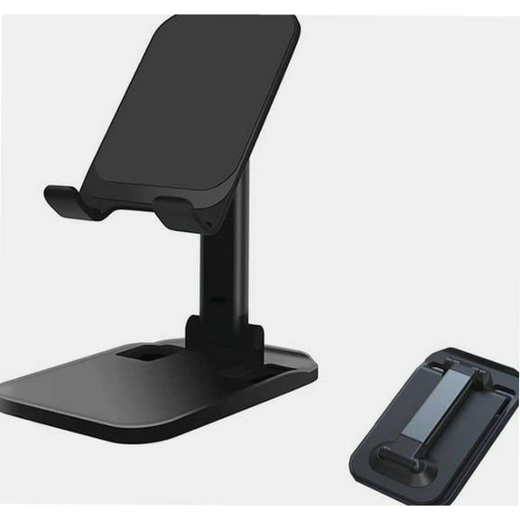 Phone Stand for Desk Foldable Adjustable Angle Height Portable Cell Phone Holder Compatible with iPhone Ipad Android (Black)
