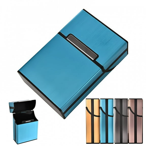 TENIRO Brushed Aluminum Cigarette Case, Hard Box and Holder with Solid Magnetic Flip Top Closure (King Size)