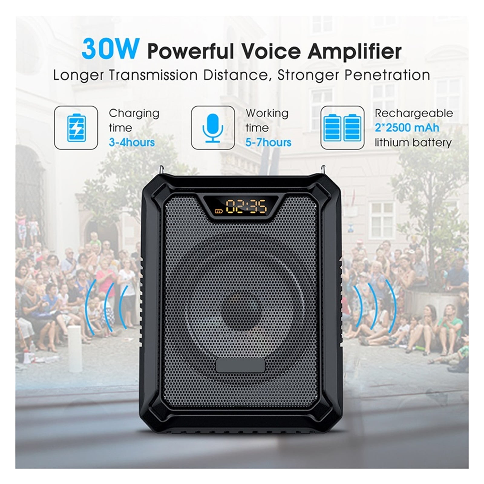 18W Waterproof Voice Amplifier With Wireless Microphone Speaker For TeacherTour Guide ,High Sound