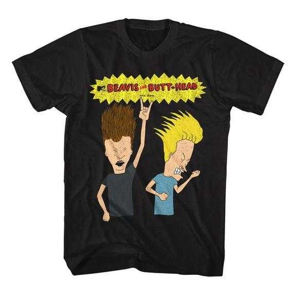 Beavis And Butt-Head Rockin Out Black Adult T-Shirt S