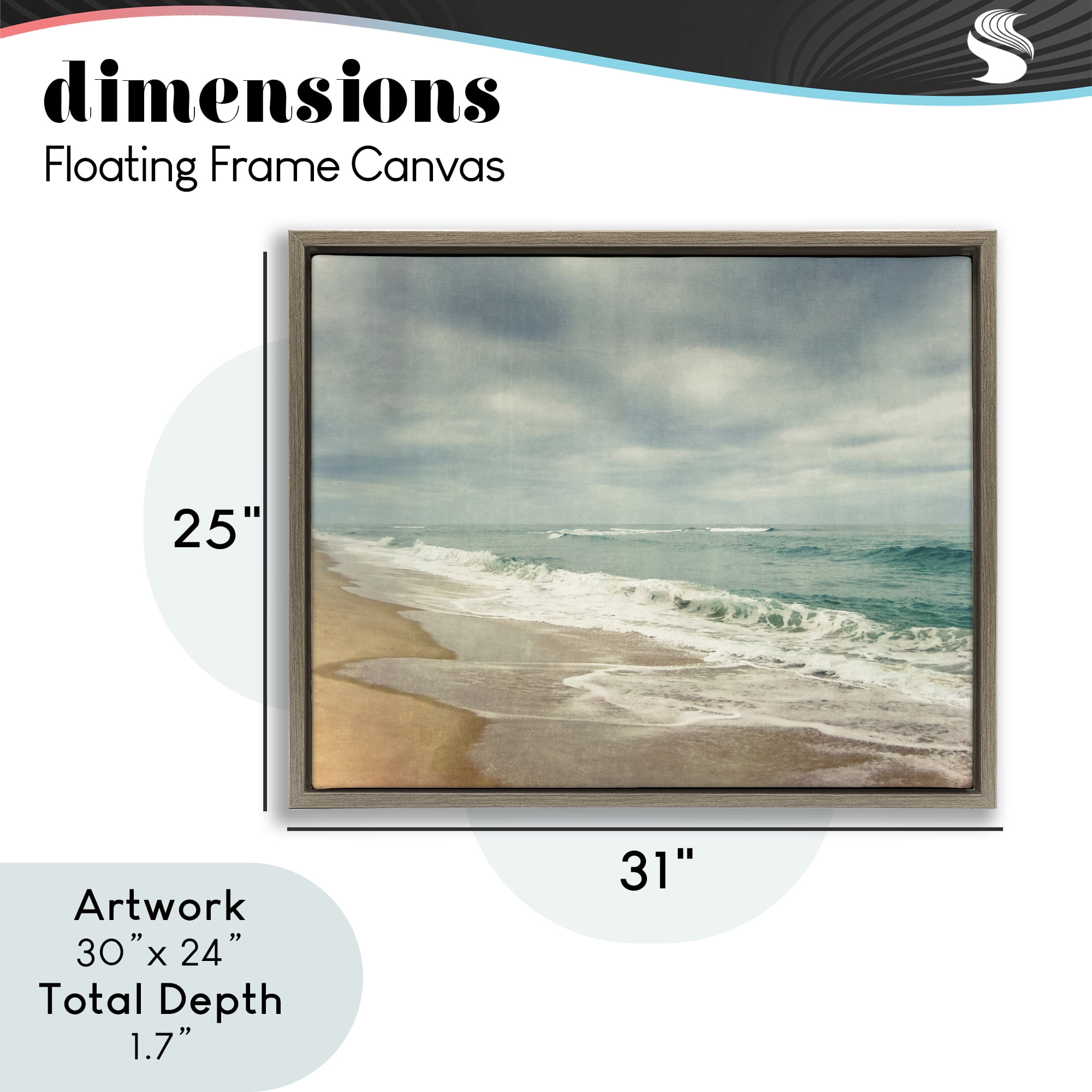 Stupell Industries Tranquil Waves Along Sandy Coast Brown Framed Floater Canvas Wall Art, design by Dirk Wüstenhagen