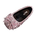 thumbnail image 1 of hzomhy Girls Rhinestone Pearl Bow Mary Jane Flats Elastic Strap Bling Sequins Soft Sole Breathable Lightweight Daily, 1 of 7
