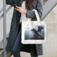 thumbnail image 7 of Rocae Valley Gray Dragon or Plush Underarm Bag White Furry Purse Handbag for Autumn and Winter, 7 of 7