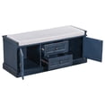 thumbnail image 3 of Antique Navy Storage Bench with 4 Doors & Adjustable Shelves - Shoe Bench with Cushion, 3 of 5