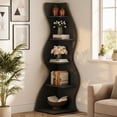 thumbnail image 3 of Tribesigns 5-Tier Corner Shelf, Modern Wavy Corner Bookshelf for Small Space, Living Room, Bedroom (Black), 3 of 8
