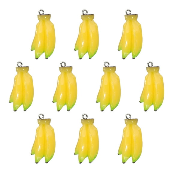 Uxcell 10Pcs Resin Banana Charms, Cute Fruit Charms Pendants 3D Imitation Food Fruit Beads Bulk for DIY Jewelry Making