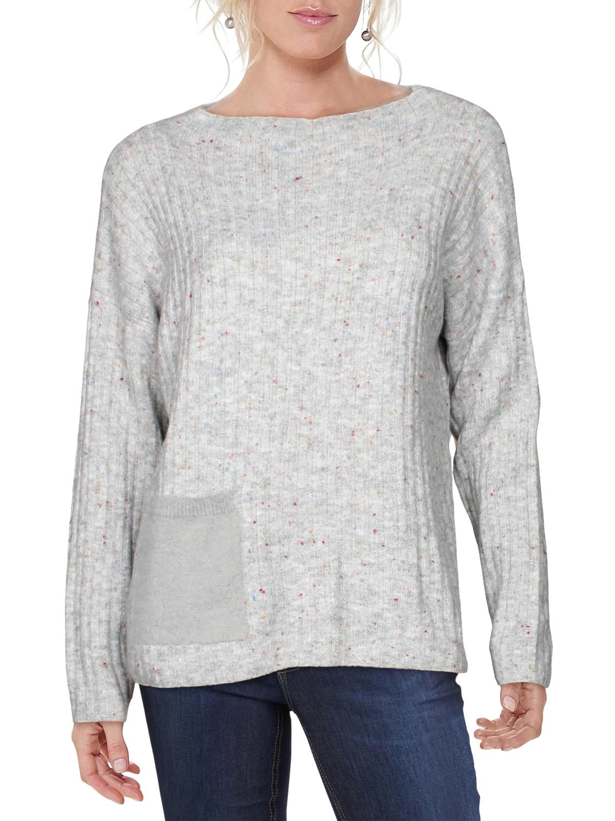 Maude Vivante Womens Ribbed V-Neck Sweater Gray S - Walmart.com