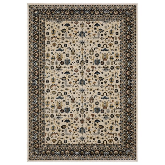 Oriental Weavers Eliana Area Rug - ELI02 - 6'7" x 9'6" - in Beige/ Multi - Vintage Inspired, Stain Resistant, Family and Pet Friendly , Dining, Living Room Rug