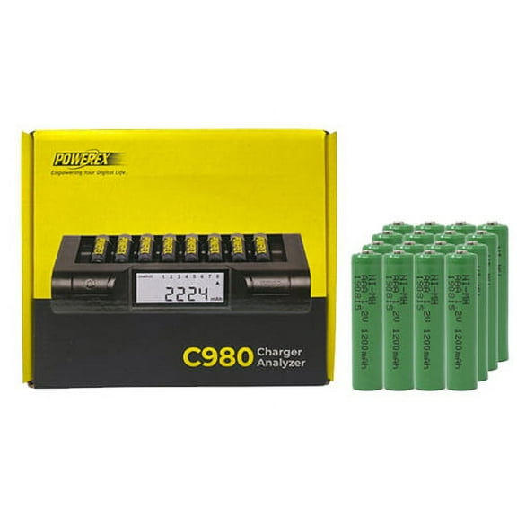 Powerex C980 Smart Charger & 16 AAA NiMH Batteries (1200 mAh)