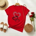 thumbnail image 4 of Womens Short Sleeve T-shirts Love Heart Print Round Neck Plus Size Tees Valentines Tops Summer Casual Tshirts (XL, Red 05), 4 of 7