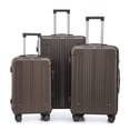 thumbnail image 2 of 3-Piece ABS Luggage Set (20"/24"/28"), Spinner Wheel Carry-On Suitcase with TSA Combination Lock, Matching Color, Brown, 2 of 23