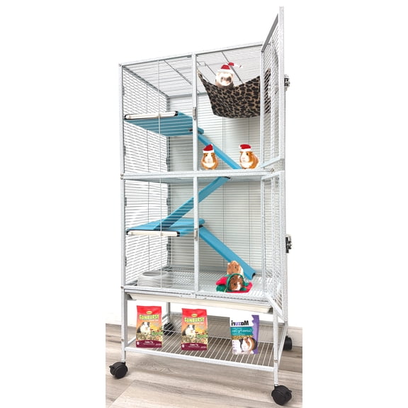 LARGE Two Story Double Unit Small Animal Critter Hamster Habitat Mouse Rat Gerbil Home Guinea Pig House Tight 1/2-inch Wire Spacing Rolling Cage for Ferret Chinchilla Sugar Glider Hedgehog