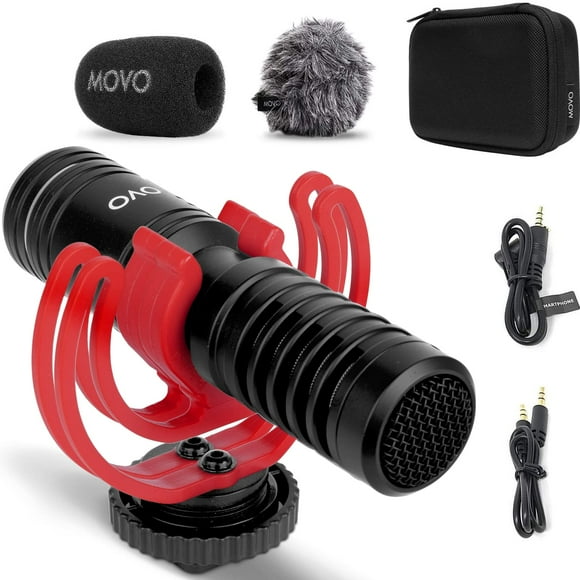 Movo VXR10-PRO Microphone Vidéo Externe pour Appareil Photo avec Support Antichoc Rycote Lyre - Micro Compact et Accessoires Compatibles avec Téléphone Intelligent et DSLR Cam
