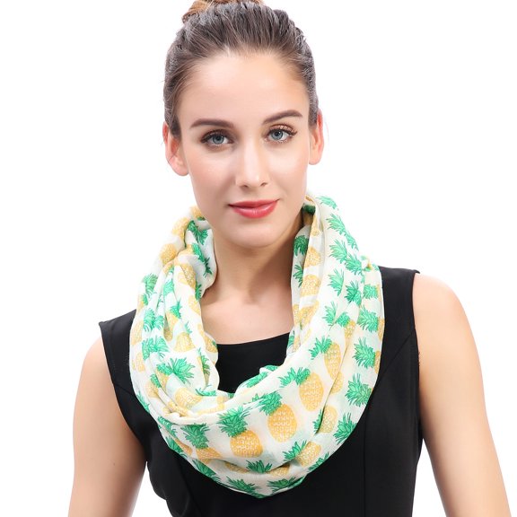 Pineapple Print Women's Infinity Scarf Lightweight