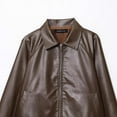 thumbnail image 4 of Miluxas Womens Oversized Jackets Faux Leather Casual Long Sleeve Zip up Trendy Bomber Motorcycle Jacket with Pockets Coffee S(S), 4 of 9