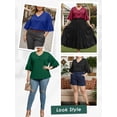 thumbnail image 3 of Gleelist Womens Plus Size Tops 3/4 Ruffle Layered Sleeve V Neck Pleated Tee Shirts Basic Loose Fit Soft Summer Tunic Blouse 1X-5X, 3 of 6