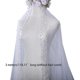 thumbnail image 3 of Wedding Bridal Veil Cut Edge Hair Accessories for Bride Single Layer Sheer Tulle 118" Pearls Embellished Chapel Veils, 3 of 4