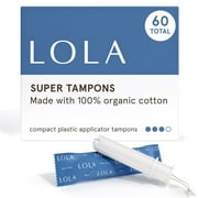 LOLA Super Tampons, Organic Cotton, Compact Plastic Applicator, 60 Count