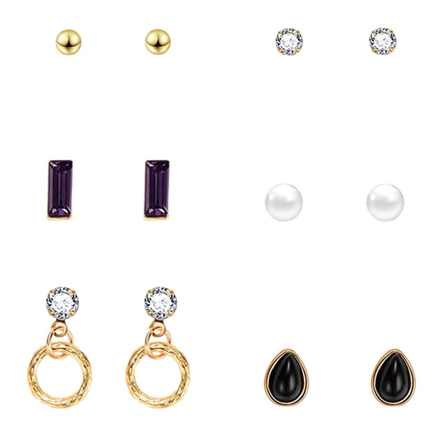 Conjunto de pendientes redondos con forma de gota de agua para mujer y niña, accesorio de joyería con decoración de diamantes de imitación