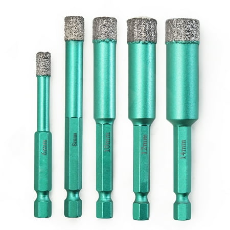 

Ceramic Tile Drill Bits 6/8/10/12/14mm Granite Drill Bits Diamond Drill Bit Set with Quick Change Hex Shank for Granite Ceramic Marble Tile Porcelain