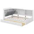 thumbnail image 6 of Twin Size Platform Bed, Corner Bed Frame with Bookcase and Storage Drawers, Daybed Storage Bed Bookcase Bed Frame for Living Room Bedroom Guest Room, White, 6 of 8