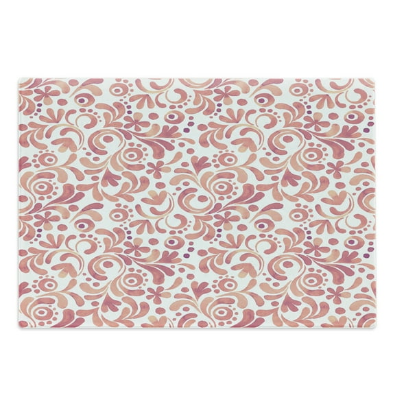 Watercolor Cutting Board, Pastel Tones Swirling Blossoming Petals and Leaves, Decorative Tempered Glass Cutting and Serving Board, in 3 Sizes, by Ambesonne