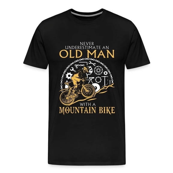 Never Underestimate An Old Man Mountain Bike Men'S T-Shirt Unisex S-5XL Hot Trending Shirt, Vintage Birthday Gift