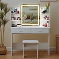 thumbnail image 4 of REDCAMP Vanity Set with Lighted Mirror, Makeup Vanity Desk with Drawers Padded Stool, White, 4 of 9