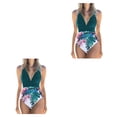 thumbnail image 1 of Yuarrent Traje de baño sin mangas para mujer, traje de baño con relleno, traje de baño a la moda, ropa de playa, verde + flor blanca M Type8 NO8 Yuarrent CBP218398, 1 of 5