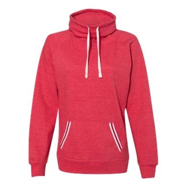J. America B34128703 Chandail en Molleton à Col Bénitier pour Femmes, Rouge - Petit
