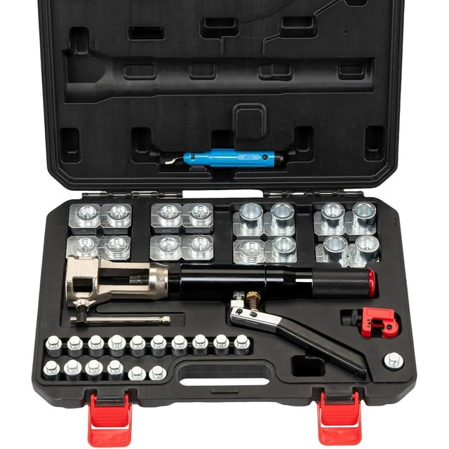 GloryStar Hydraulic Flare Tool Set, 45 Degree Double Flaring Brake Line Kit for 3/16" to 1/2" Tubing, Includes Cutter and Deburring Tool