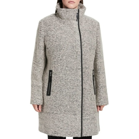 Calvin Klein Women's Gray Wool Blend Asymmetrical Walker Coat