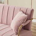 thumbnail image 5 of Bianlte Velvet Loveseat Sofa Couch,Modern Comfortable Sofa Loveseat Small Sofa Couch for Living Room Bedroom Apartment Dorm,Gold Metal Leg & 2 Throw Pillows,Pink, 5 of 9