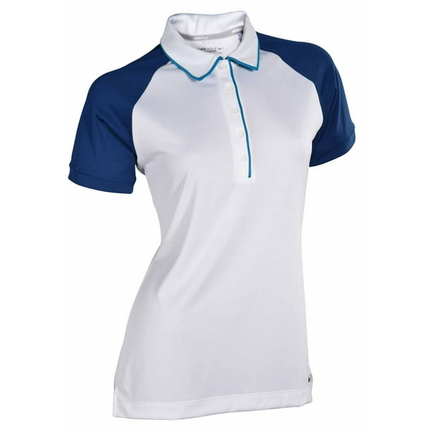 Nike Women's DriFit TwoToned Novelty Golf Polo ShirtWhite/Blue