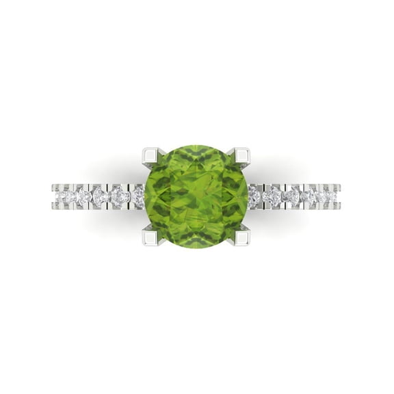 Solitaire with Accents Engagement Ring for Women - 1.71ct Natural Peridot in 14K White Gold Promise Ring
