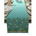 thumbnail image 2 of Teal Gradient Flower Plant Bird Table Runner Home Wedding Table Flag Mat Centerpieces Decoration Party Dining Long Tablecloth, 2 of 7
