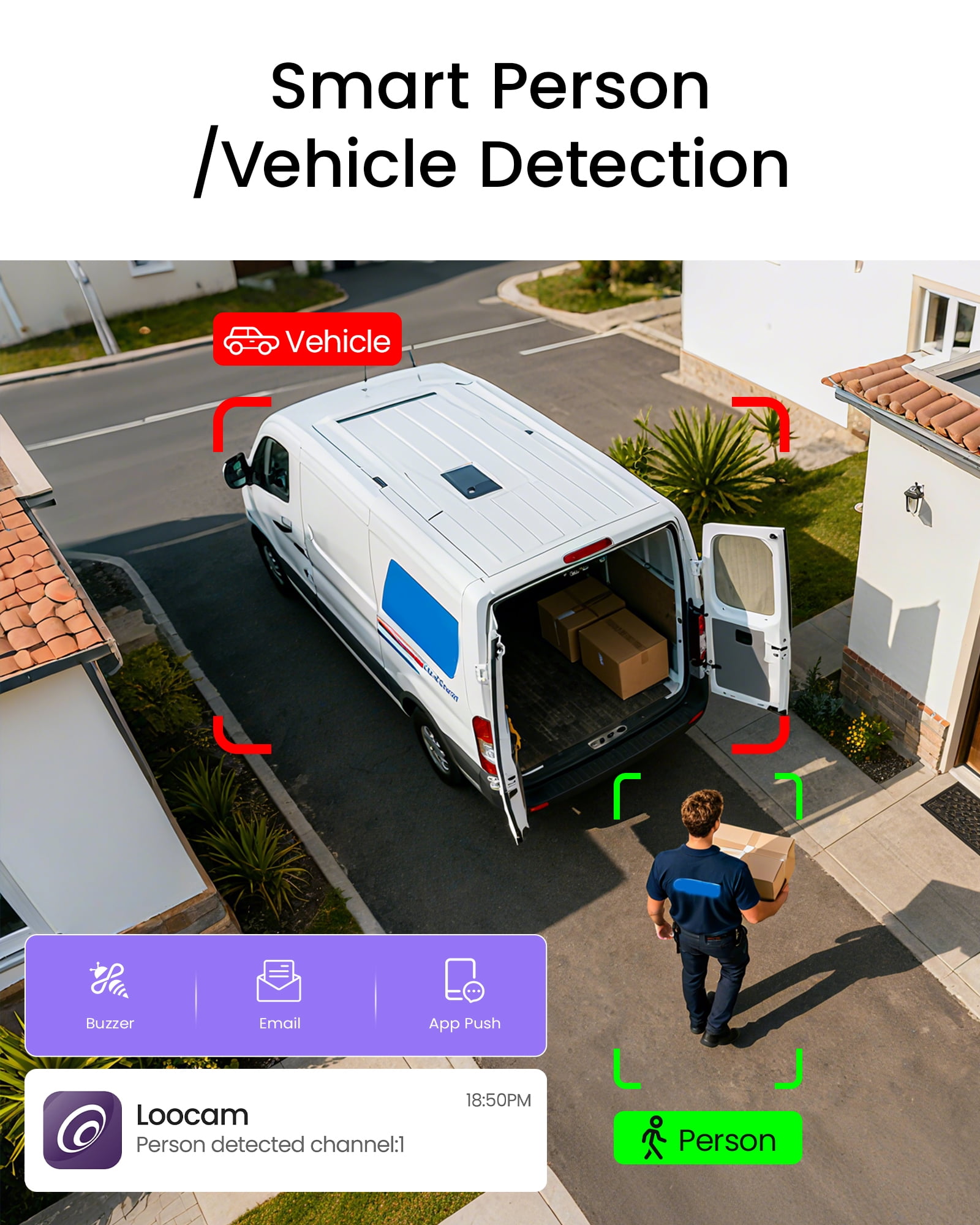 Loocam 4K PoE Add-On Wired Security IP Camera Outdoor, Person Vehicle Detection, Two Way Audio, Only Works with Loocam 4K PoE NVR