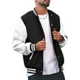 thumbnail image 1 of xiaxaixu Men's Spring Autumn Casual Coat Long Sleeve Lapel Button Up Contrast Color Baseball Jacket, 1 of 6