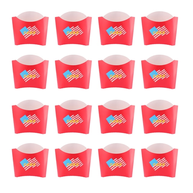 100Pcs Paper Chips Box Disposable Fries Holder Portable Snack Food Box Case Snack Packaging Supplies for Home Shop (Flag Pattern)