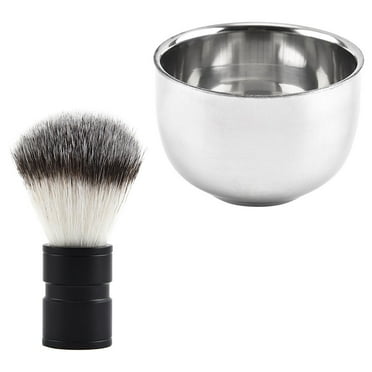 Masteelf 2pcs Men Shaving Brush Stainless Steel Beard Shaving Mug Soap Bowl Grooming Tool