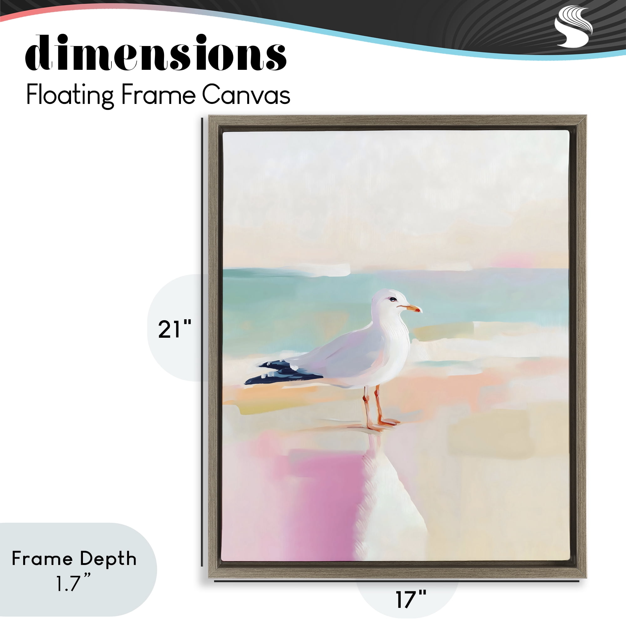 Stupell Industries Seagull Beach Tranquil Reflection Brown Framed Floater Canvas Wall Art, design by The Prints Vibe