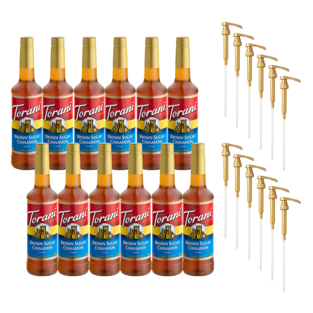 Torani Brown Sugar Cinnamon Flavoring Syrup Plastic 750 mL Bonus Squeeze Pump