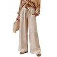 thumbnail image 7 of Lenpel Striped Palazzo Pants for Women Lounge High Waist Wide Leg Baggy Trousers Flowy Drawstring Clothes for Beach Vacation, 7 of 7