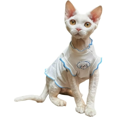 

MAYUJIAASE Cat Clothes Sphynx Turtleneck Sleeveless Girl Sweater for Small Medium Large Hairless Cats Cornish Rex Devon Rex Peterbald Kittens (Small White) A02-2736