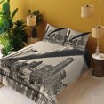 thumbnail image 3 of Ambesonne Landscape Fitted & Top Sheet Set with Shams, NYC Night Bridge View, Grey Brown, 3 of 5