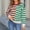 Green, variant on EchfiProm Green Women Sweaters Solf Striped Pullover Loose Crew Neck Long Sleeve Knit Sweater Top L